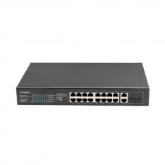 SWITCH LANBERG 18 PUERTOS 100MB 16xPOE+/2x GBIT ETHER 250W RACK 19"