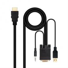 CABLE CONVERSOR NANOCABLE HDMI A VGA+AUDIO+USB, 1.8 M, NEGRO