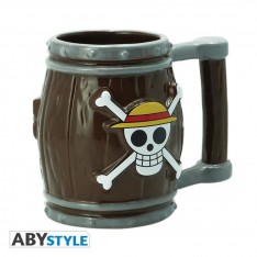 TAZA 3D ABYSSE ONE PIECE BARRIL JOLLY ROGER LOGO