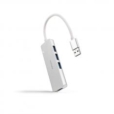 HUB NANOCABLE USB-A 3.0. A 4XUSB3.0 USB-A/M-USB 3.0/H ALUMINIO COLOR PLATA 18 CM