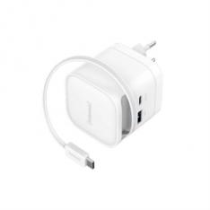 CARGADOR DE PARED INTENSO 65W GAN W65ACIC RETRACTIL BLANCO