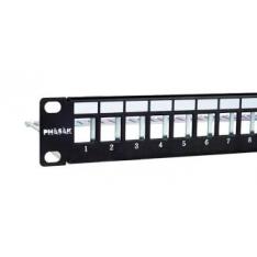 PANEL FRONTAL ARMARIO RACK 19" PHASAK PARA 24 CONECTORES 1U CON ORG. DE CABLES FTP NEGRO PA 3524