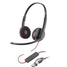 Auriculares Poly Blackwire 3220 estéreo USB-C negro + adaptador USB-C/A (BULK)