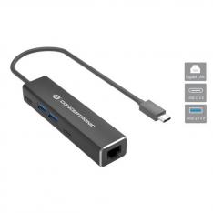 ADAPTADOR USB TIPO C A RJ45 CONCEPTRONIC MACHO-HEMBRA + HUB 4 EN 1