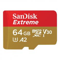 TARJETA MEMORIA MICRO SECURE DIGITAL 64GB SANDISK EXTREME CLASE 10 UHS-I U3 + ADAPTADOR