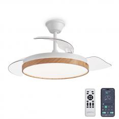 YOEVU-EOS NATURE |Ventilador de techo con luz led motor DC | 3 tonalidades de color regulable en intesidad|6 velocidades |temporizador |función verano-invierno