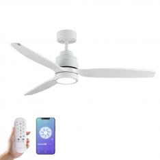 YOEVU-HELIX WHITE Ventilador de techo con luz led motor DC compatible con ALEXA | 3 tonalidades de color|6 velocidades |temporizador |funcin verano-invierno