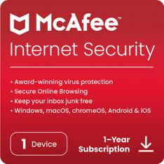 ANTIVIRUS MCAFEE INTERNET SECURITY 1 DISPOSITIVO 1 AÑO ESD (DESCARGA DIRECTA)