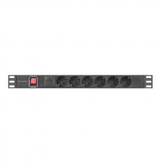 REGLETA LANBERG 1U 16A RACK 19" 6X SOCKET SCHUKO NEGRO 2M