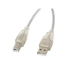 CABLE USB LANBERG USB-A MACHO A USB-B MACHO FERRITA 5M TRANSPARENTE