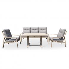 SILLON RECLINABLE DE ALUMINIO COLOR CREMA